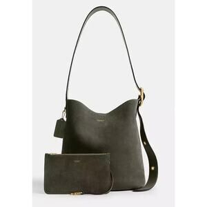 Coach Bleecker Bucket Bag Olive Green Suede NWT